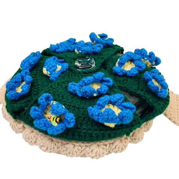 Handmade Crochet Casserole Warmer Carrier Flowers w/ Bee Details & Anchor H Dish - Picture 4 of 7
